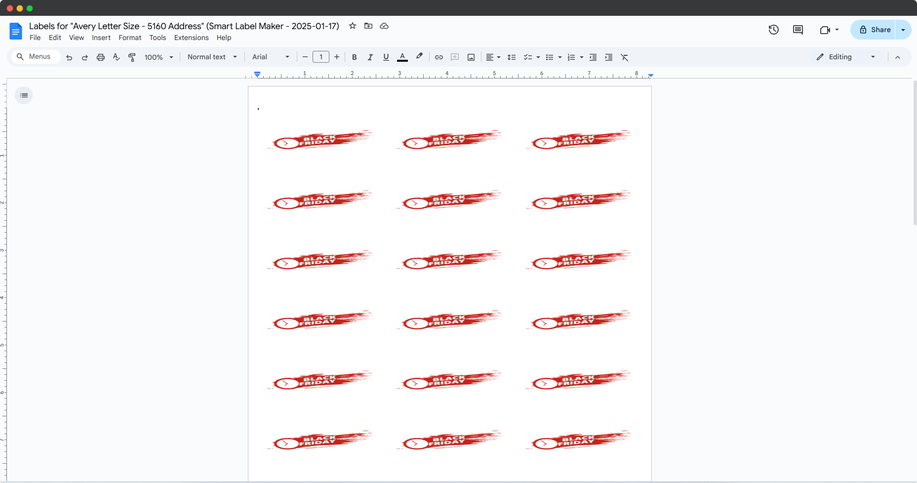 create labels
